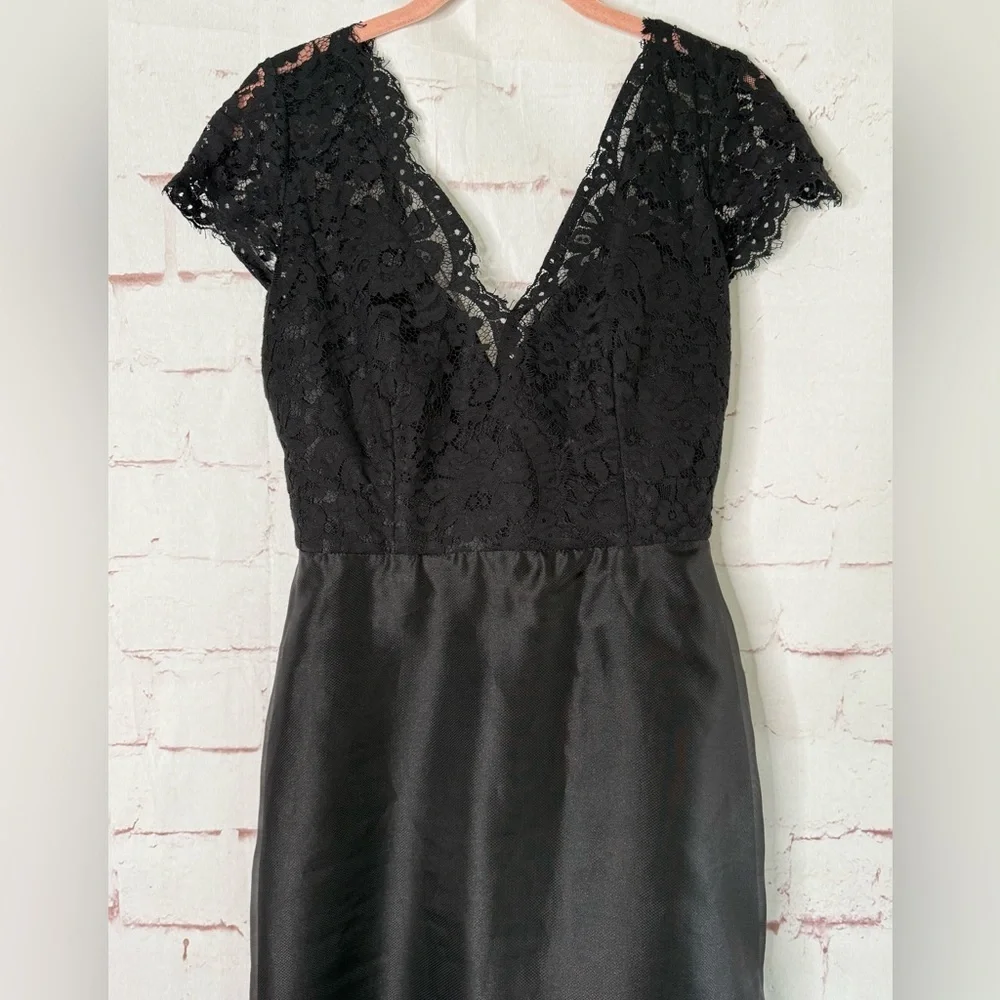 NOIR by Lazaro Black Chantilly Lace Silk Organza Formal Evening Gown Size 12 - Picture 7 of 16